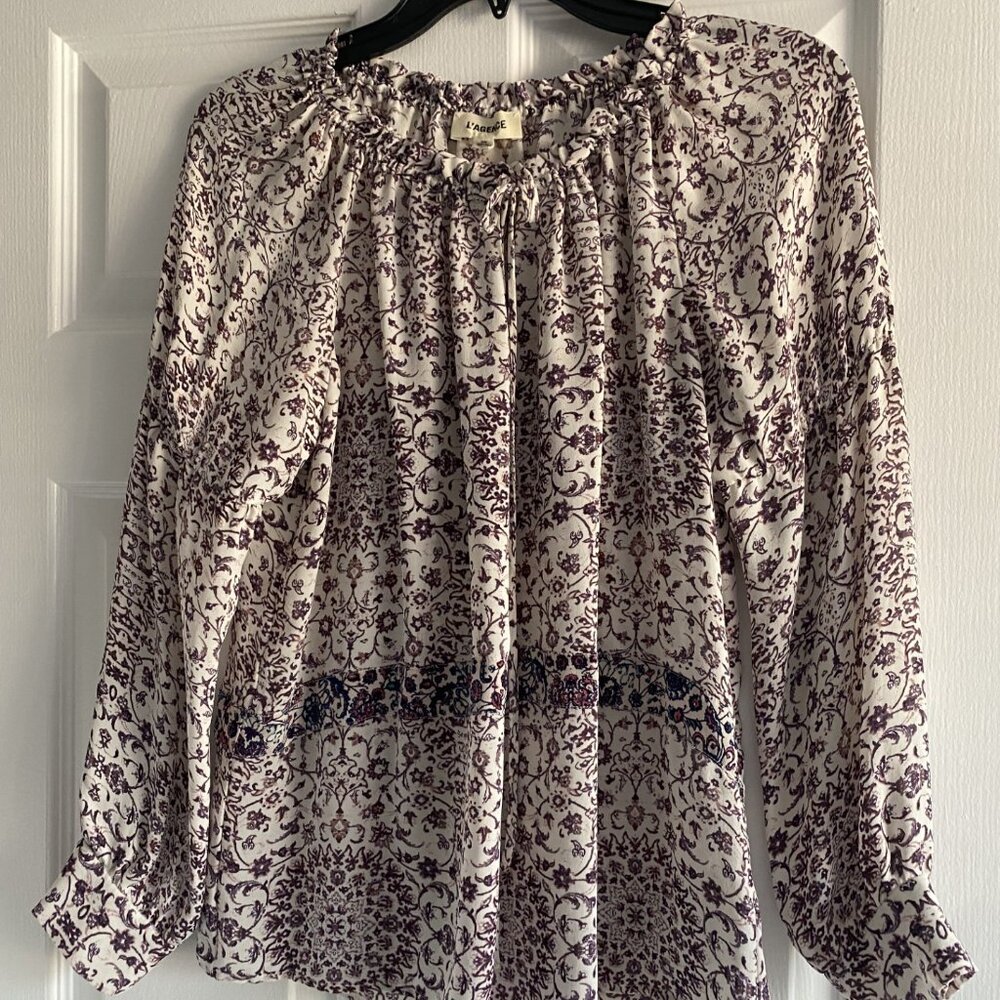 L'AGENCE Women's 100% Silk Blouse Size Small Multi Color